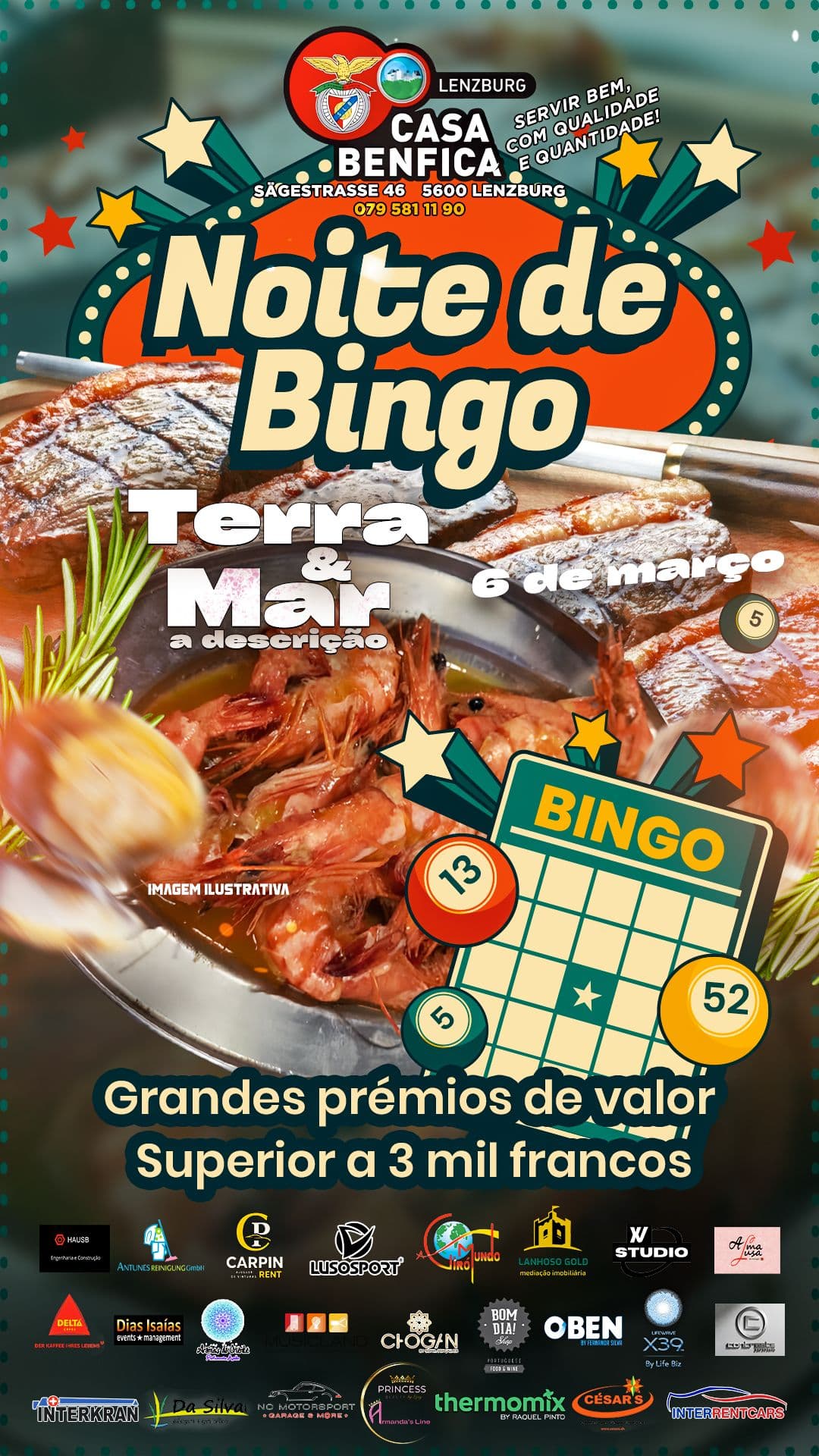 Cartaz do evento Noite de Bingo - Terra & Mar