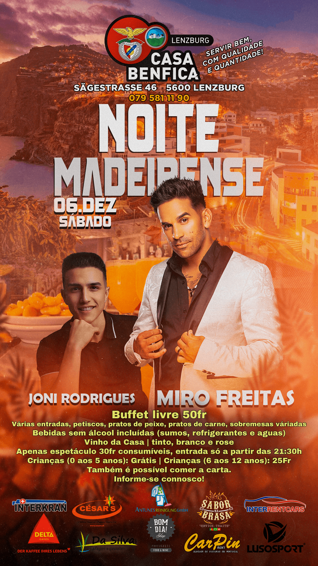 Cartaz do evento Noite Madeirense - Joni Rodrigues & Miro Freitas